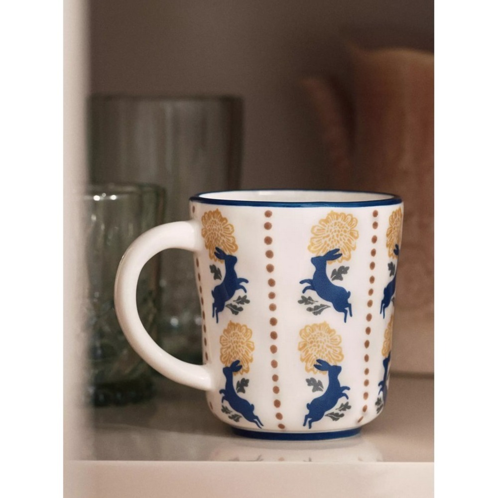 Anthropologie Millie Cofeee Mug Cup Bunny Rabbit Yellow Modern Farmhouse